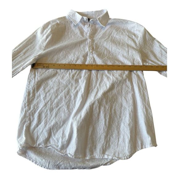 OUKU 100% linen shirt/tunic buttons adjustable sleeves XL - Picture 6 of 9